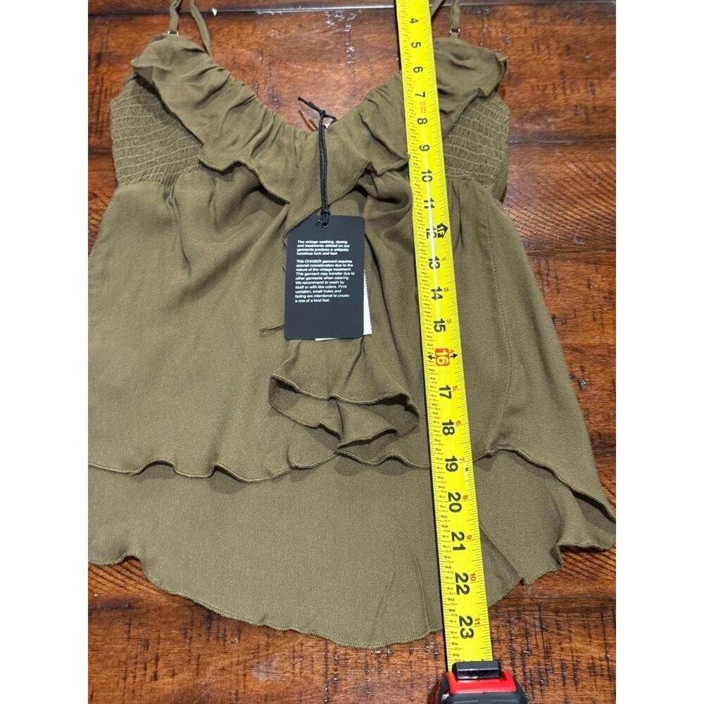 Chaser Brand - Ruffle Tank Top with Adjustable Straps - CW7187 Sage, Size XS - Picture 4 of 4